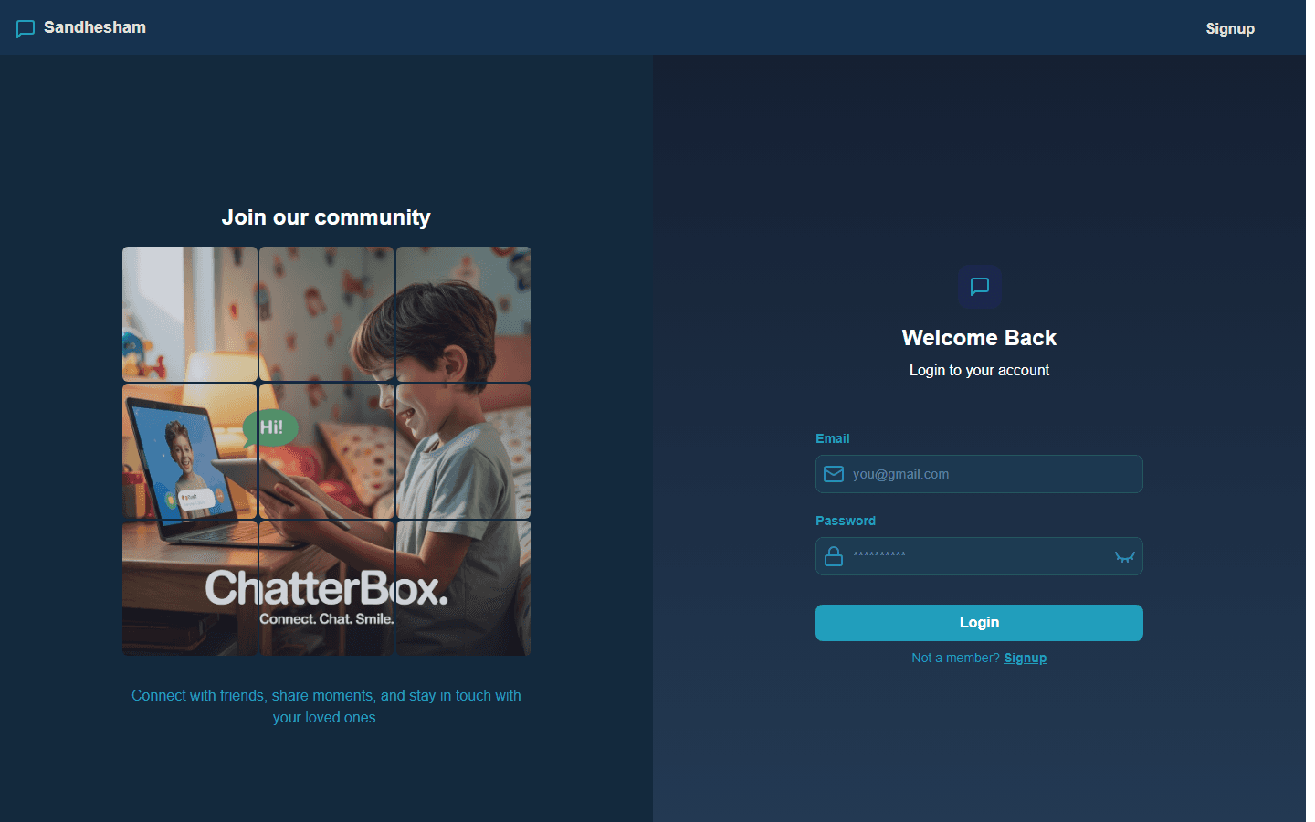 Sandhesham Chat App, Socket.IO, Node.js